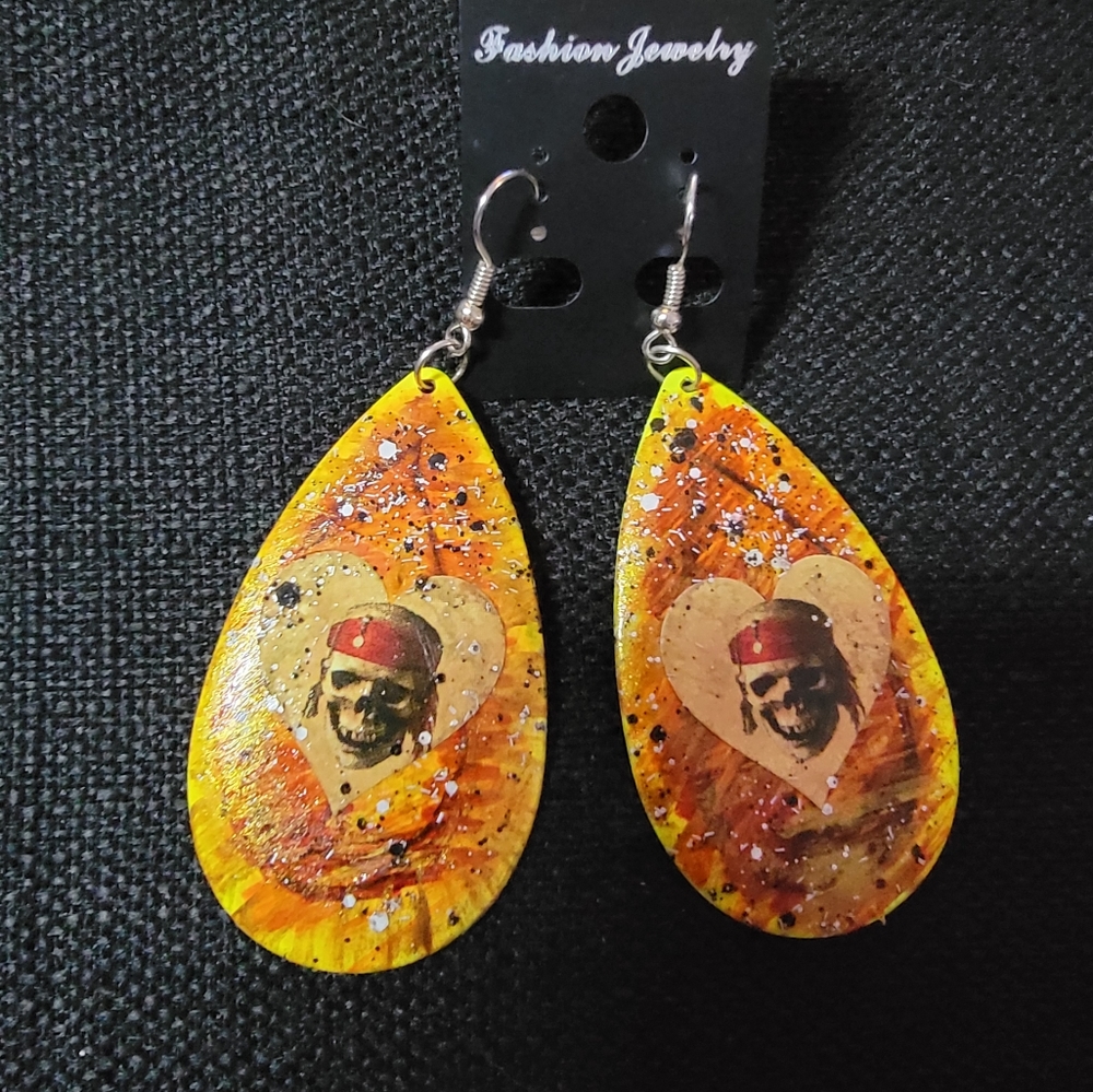 Pirates of the Carribean Hand Decorated Earrings